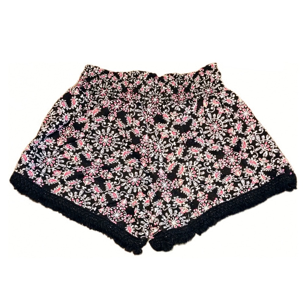 NoBo Womens Boho Paisley‎ Floral Fringe Shorts Small Mid Waist Whimsygoth Beach